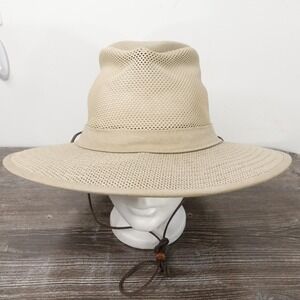 Henschel Hat Safari Fitted Mens Large Khaki Mesh Breezer Wide Brim Made USA